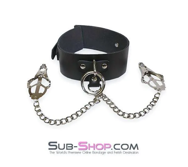 1622A      Japanese Clover Nipple Clamps & Bondage Collar Set