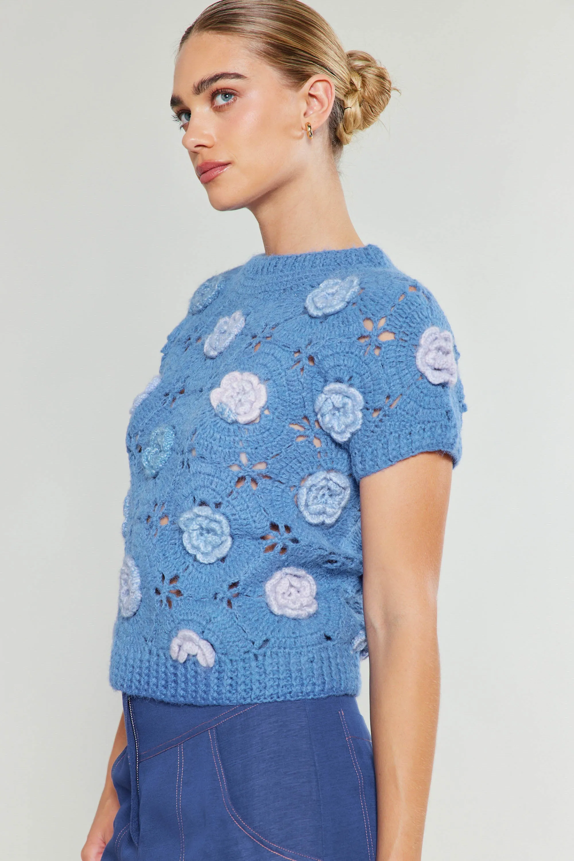 3D Floral Crochet Top