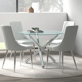 5 Piece Glass Round Dining Set Solara Grey