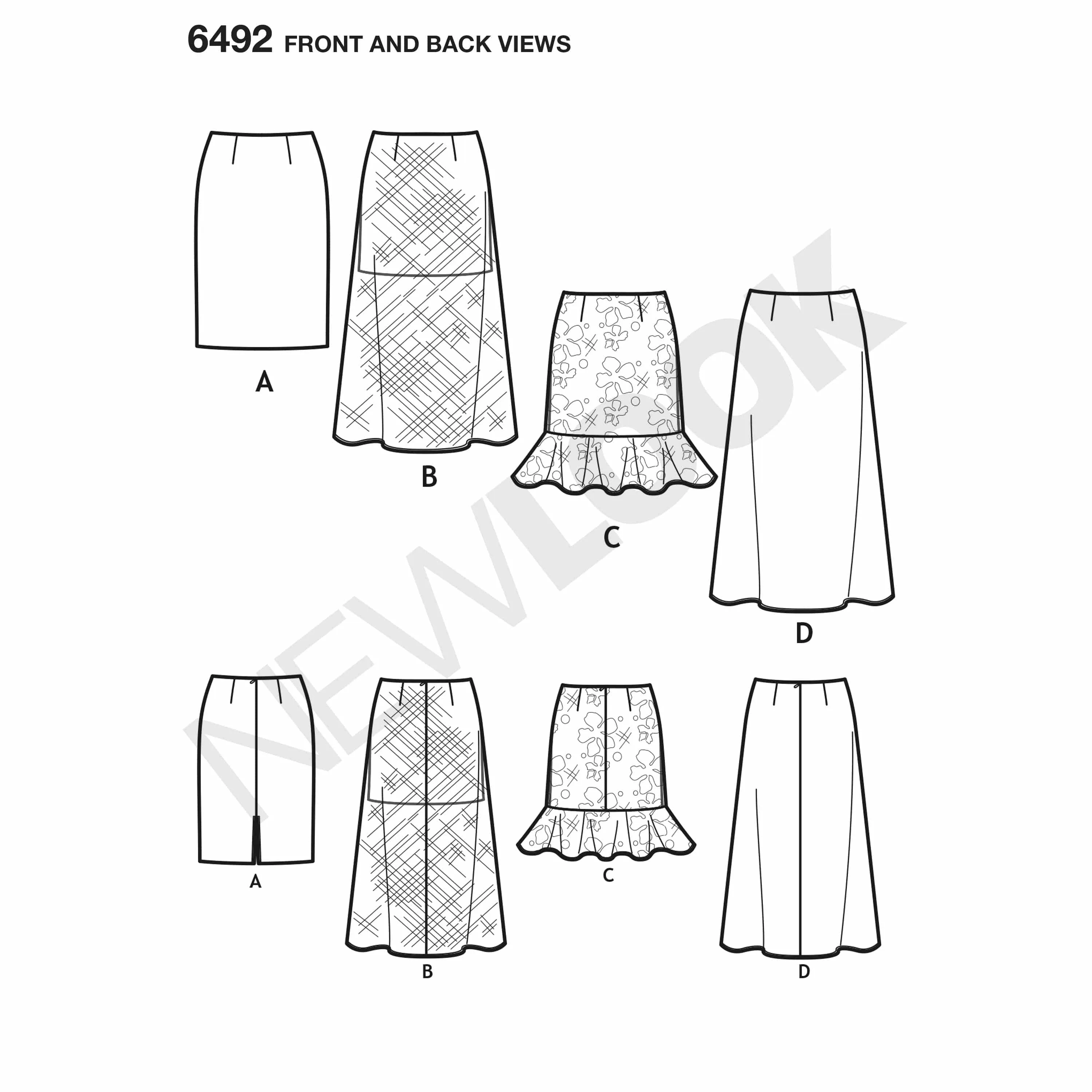 6492 New Look Pattern 6492 Misses' Skirts with Length Variations