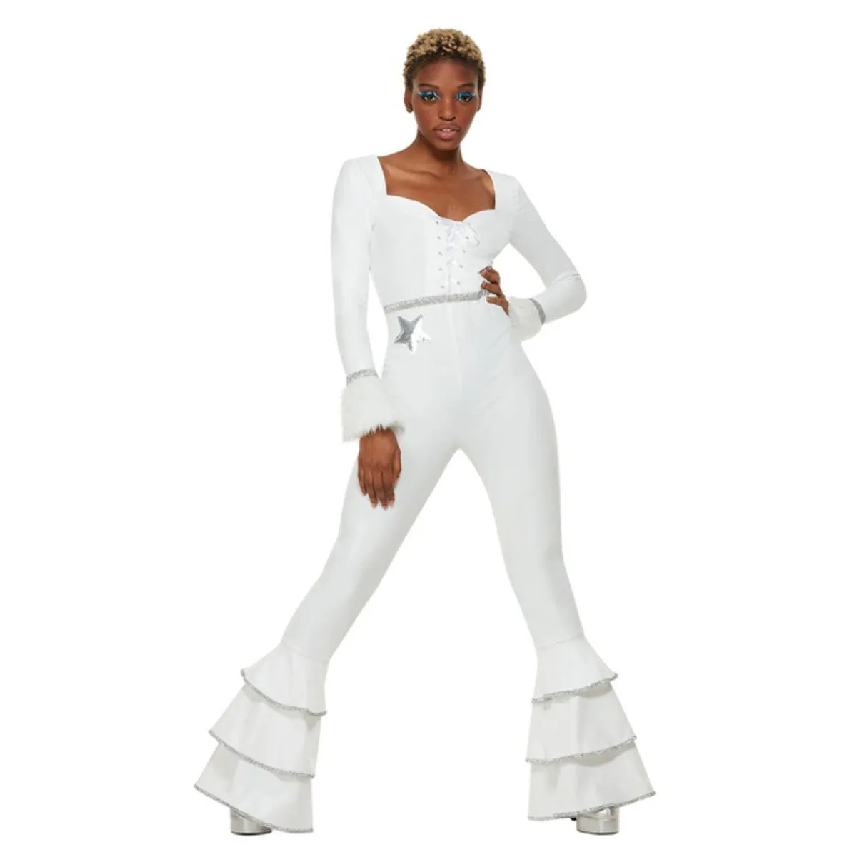 70s Deluxe Glam Jumpsuit Costume - White