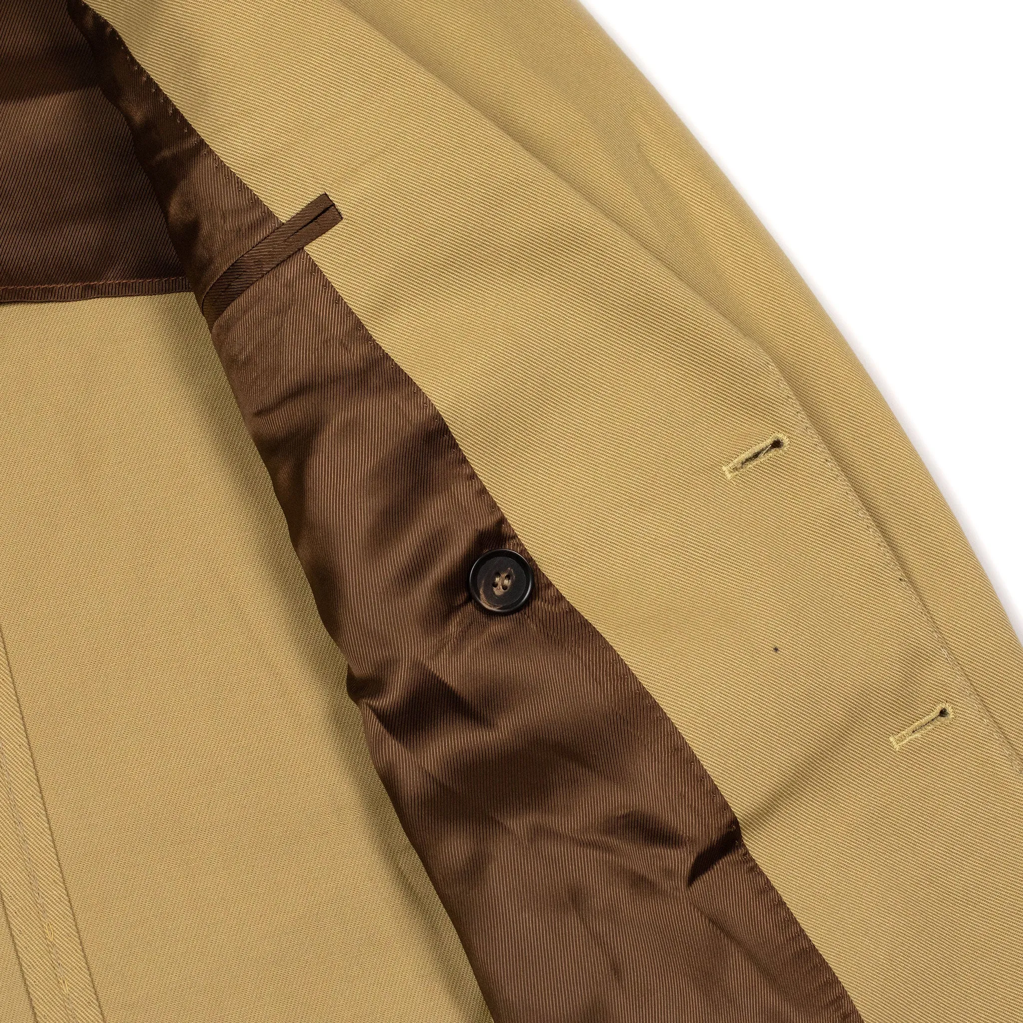 Aadolfo double-breasted suit in beige cotton twill