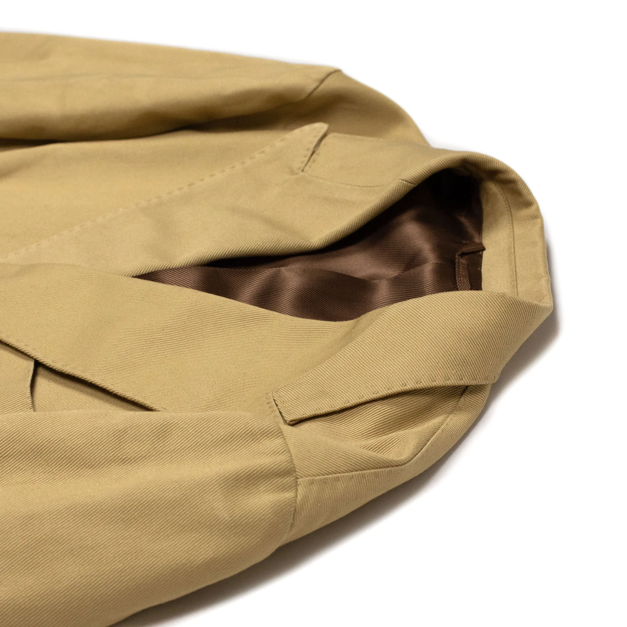 Aadolfo double-breasted suit in beige cotton twill