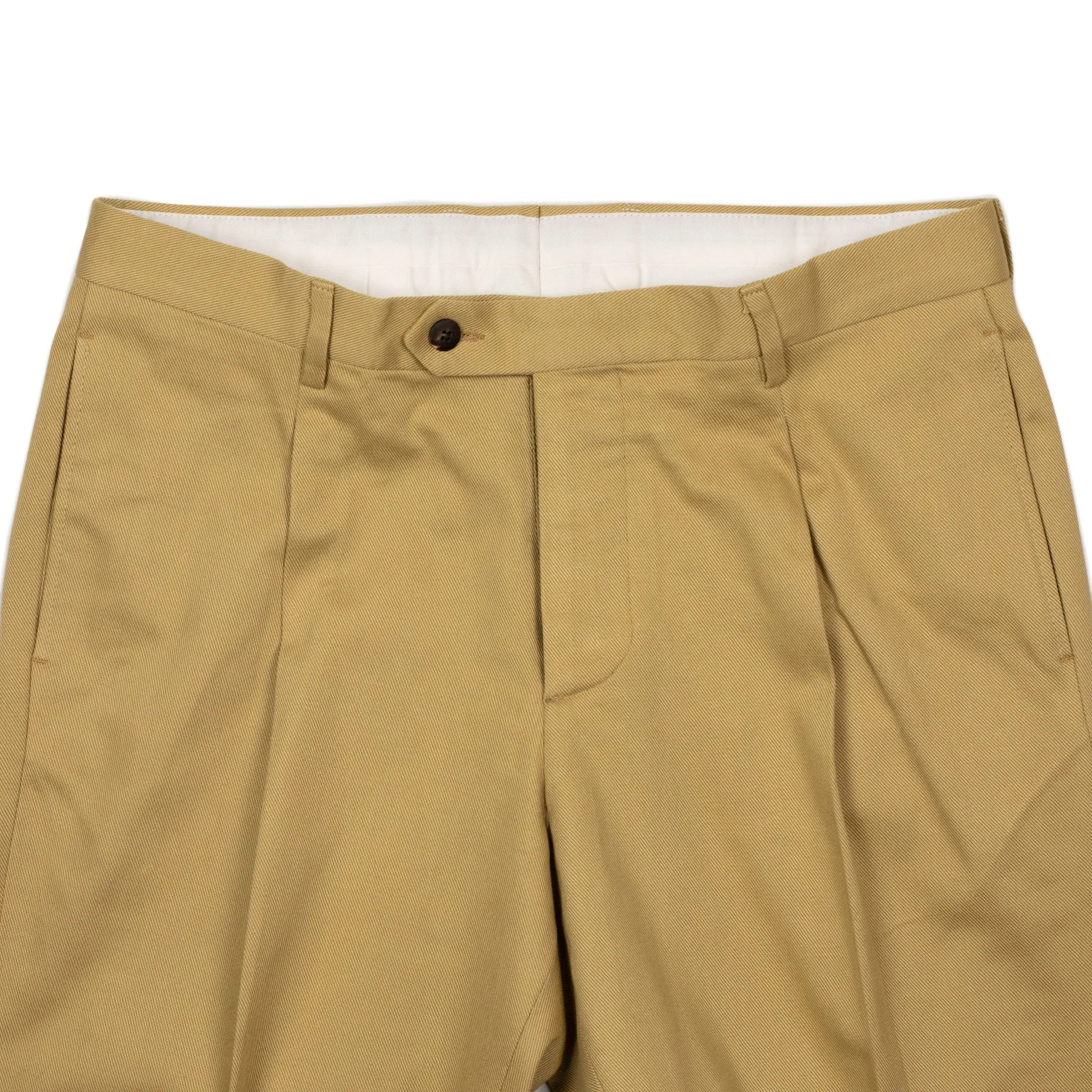 Aadolfo double-breasted suit in beige cotton twill