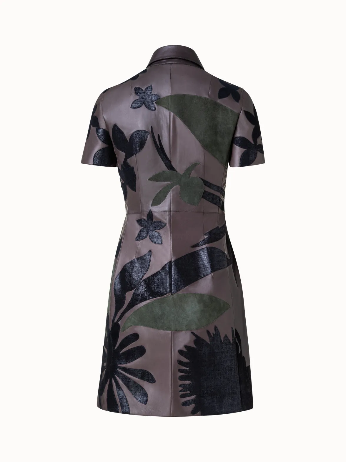 Abraham Flower Patchwork Lambskin Leather Dress