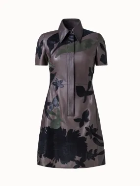 Abraham Flower Patchwork Lambskin Leather Dress