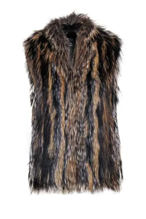 Adrienne Landau - Brown & Black Multi-Toned Fox Fur Vest Sz S