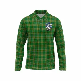 Aland Irish Clan Tartan Long Sleeve Polo Shirt with Coat of Arms