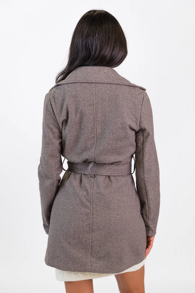 All To Give Brown Herringbone Wool Blend Coat FINAL SALE