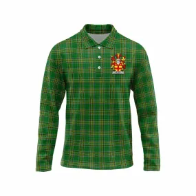 Alley Irish Clan Tartan Long Sleeve Polo Shirt with Coat of Arms