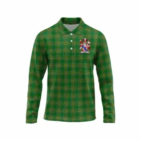 Amory Irish Clan Tartan Long Sleeve Polo Shirt with Coat of Arms