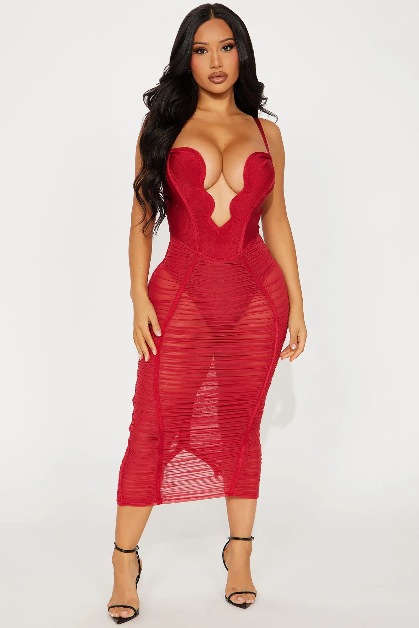 Analise Bandage Midi Dress - Red