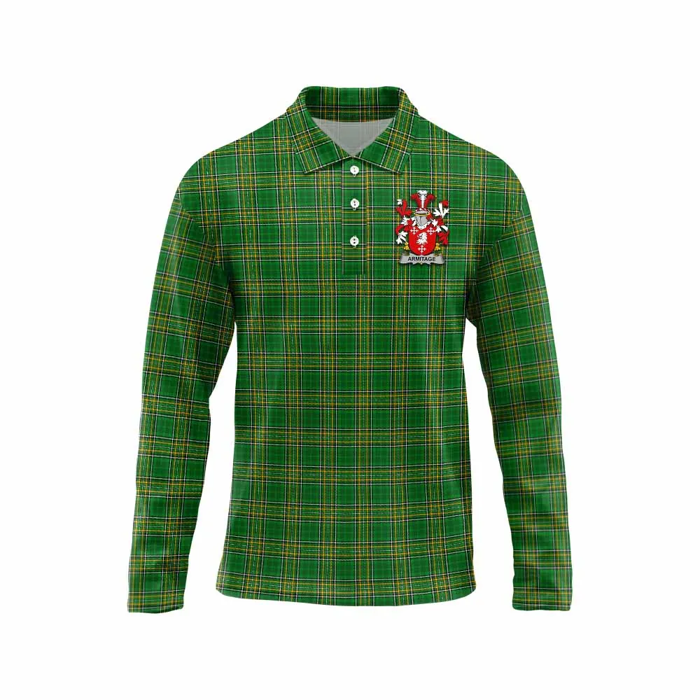 Armitage Irish Clan Tartan Long Sleeve Polo Shirt with Coat of Arms