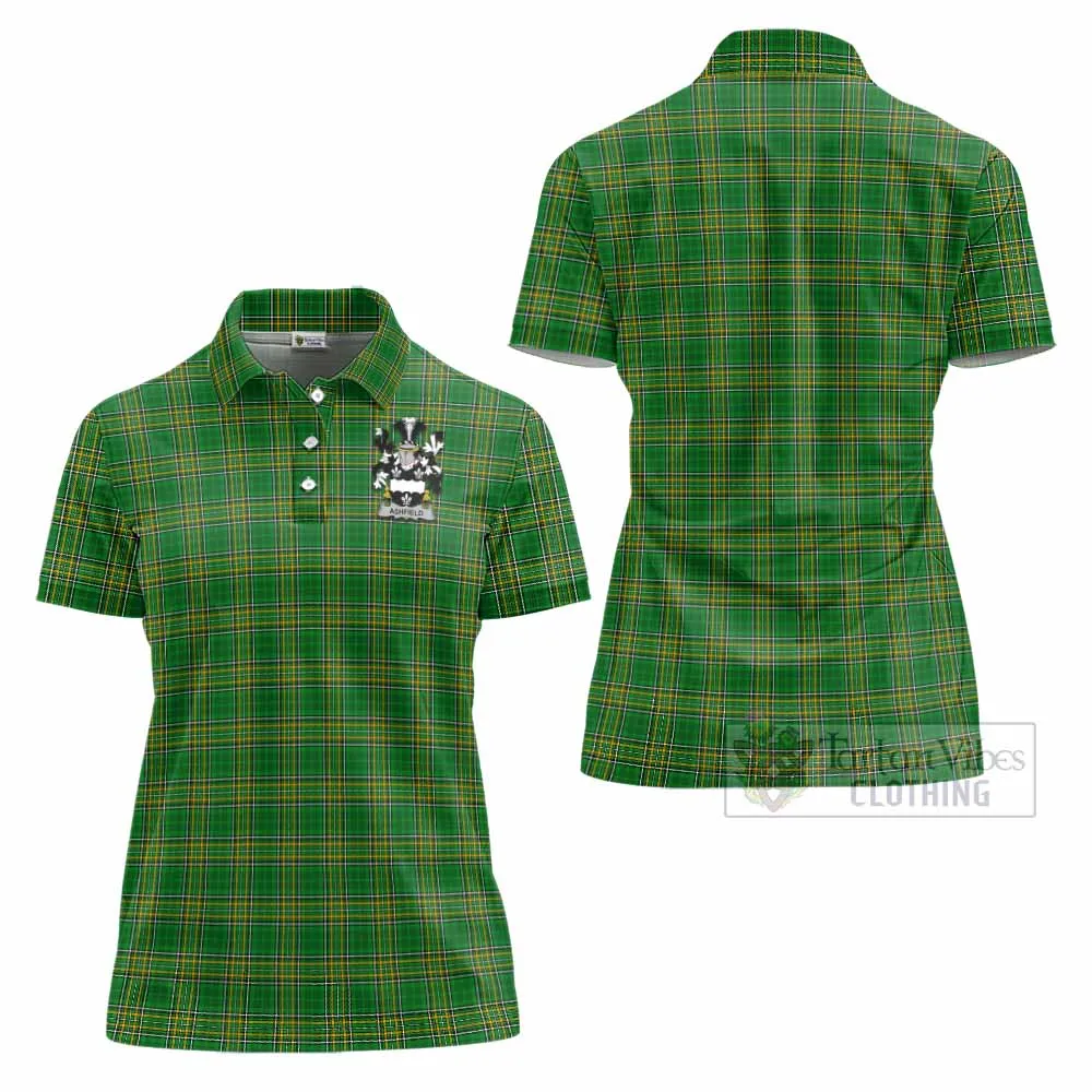 Ashfield Irish Clan Tartan Women's Polo Shirt with Coat of Arms