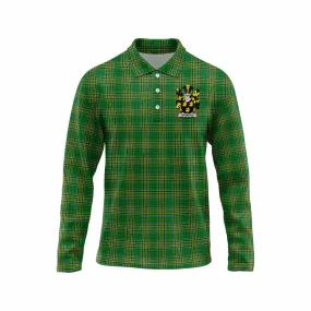 Ashmore Irish Clan Tartan Long Sleeve Polo Shirt with Coat of Arms