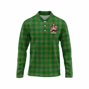 Athy Irish Clan Tartan Long Sleeve Polo Shirt with Coat of Arms