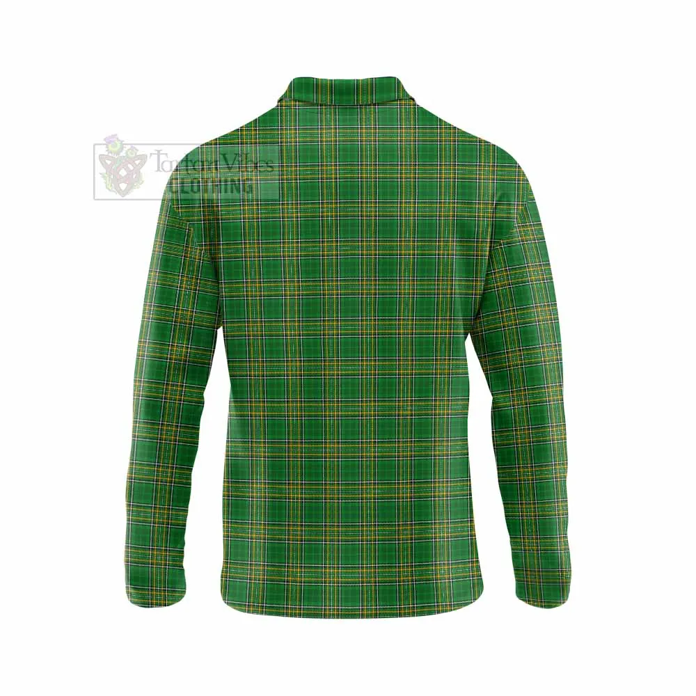 Athy Irish Clan Tartan Long Sleeve Polo Shirt with Coat of Arms