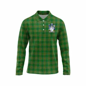 Auchmuty Irish Clan Tartan Long Sleeve Polo Shirt with Coat of Arms