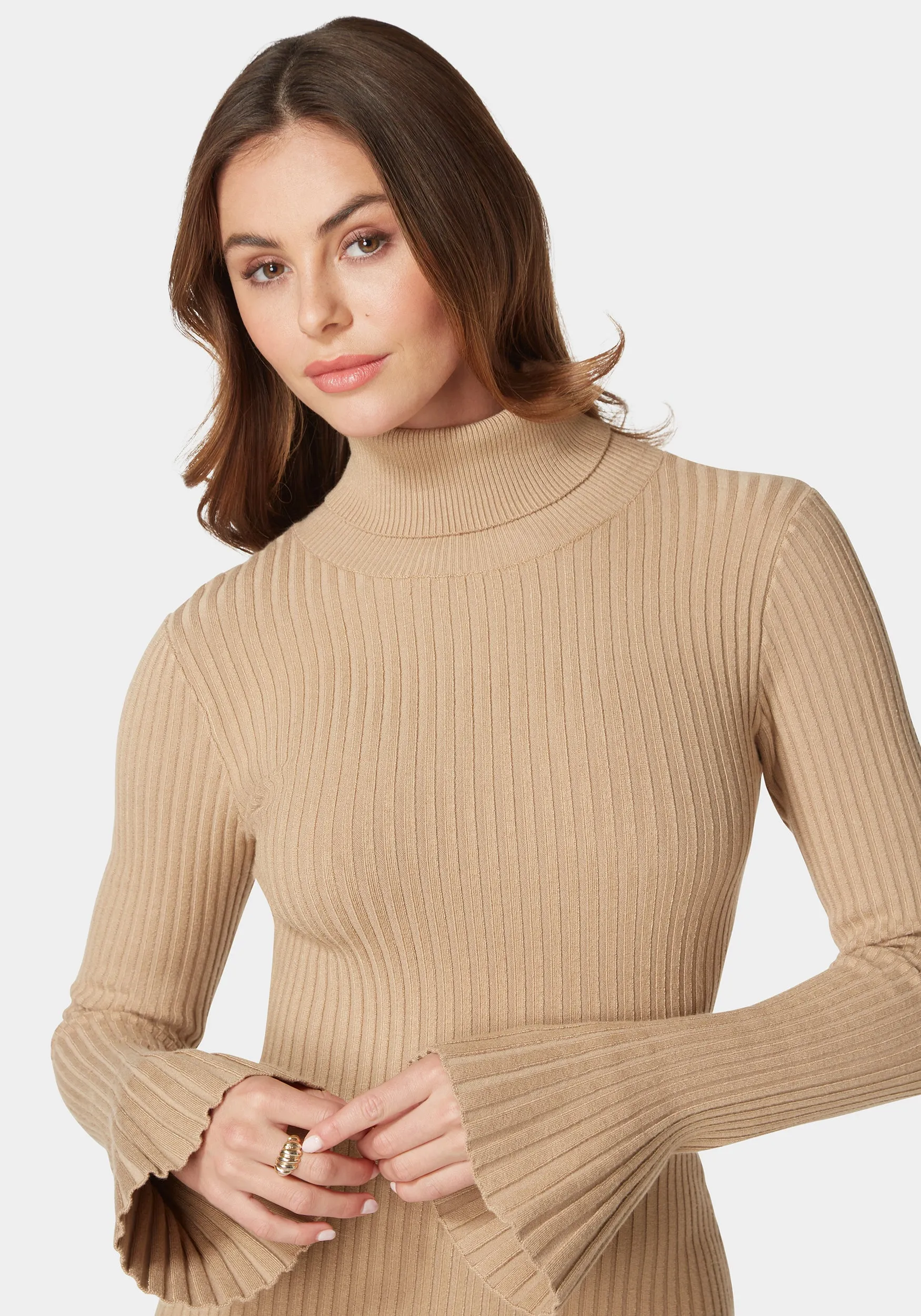 Autumn Bell Sleeve Sweater Dress