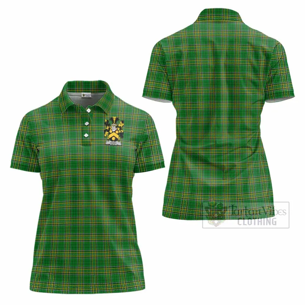 Avery Irish Clan Tartan Women's Polo Shirt with Coat of Arms