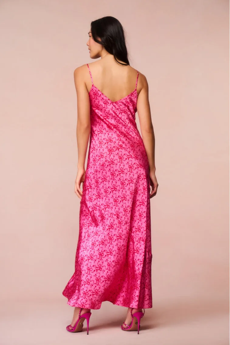 Azalea Silk Bow-Printed Maxi Dress