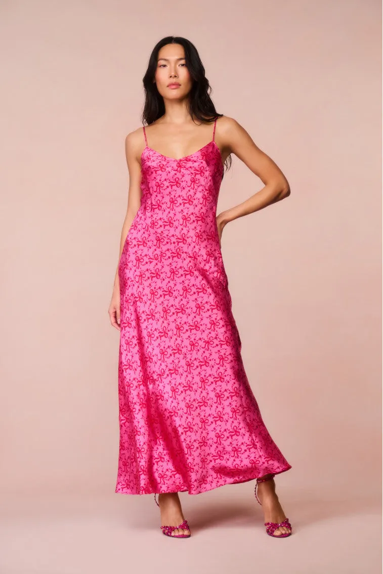 Azalea Silk Bow-Printed Maxi Dress