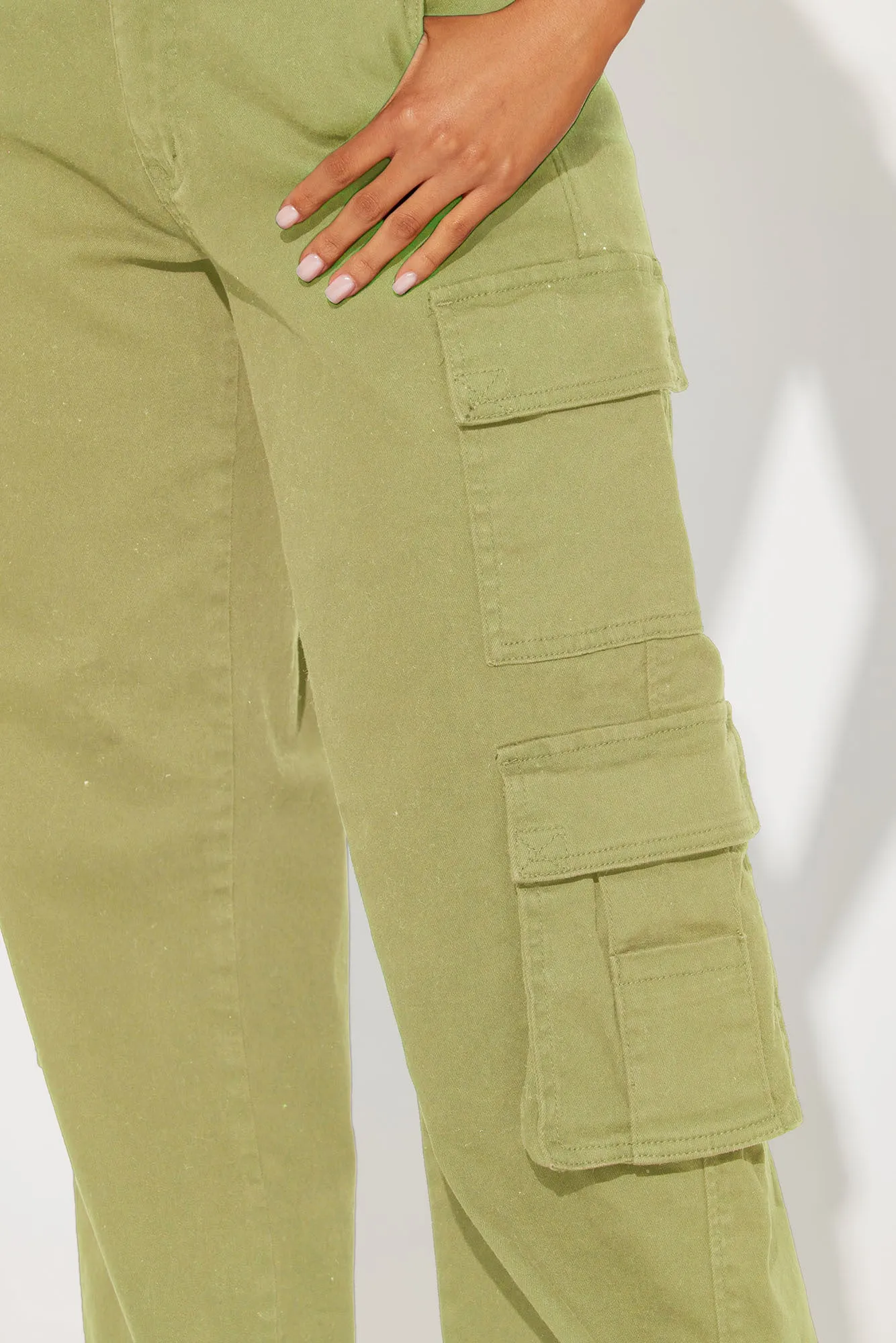 Baby Girl Wide Leg Cargo Pant - Sage