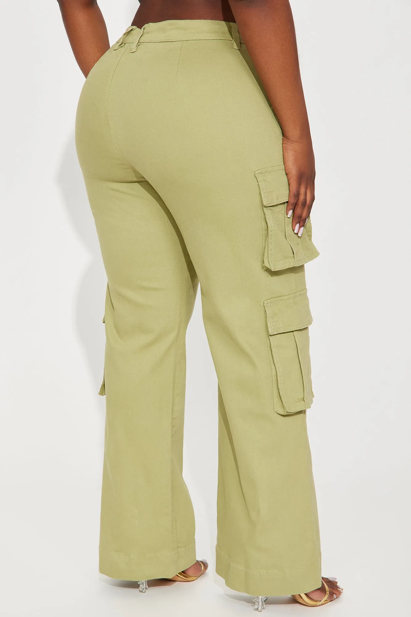 Baby Girl Wide Leg Cargo Pant - Sage