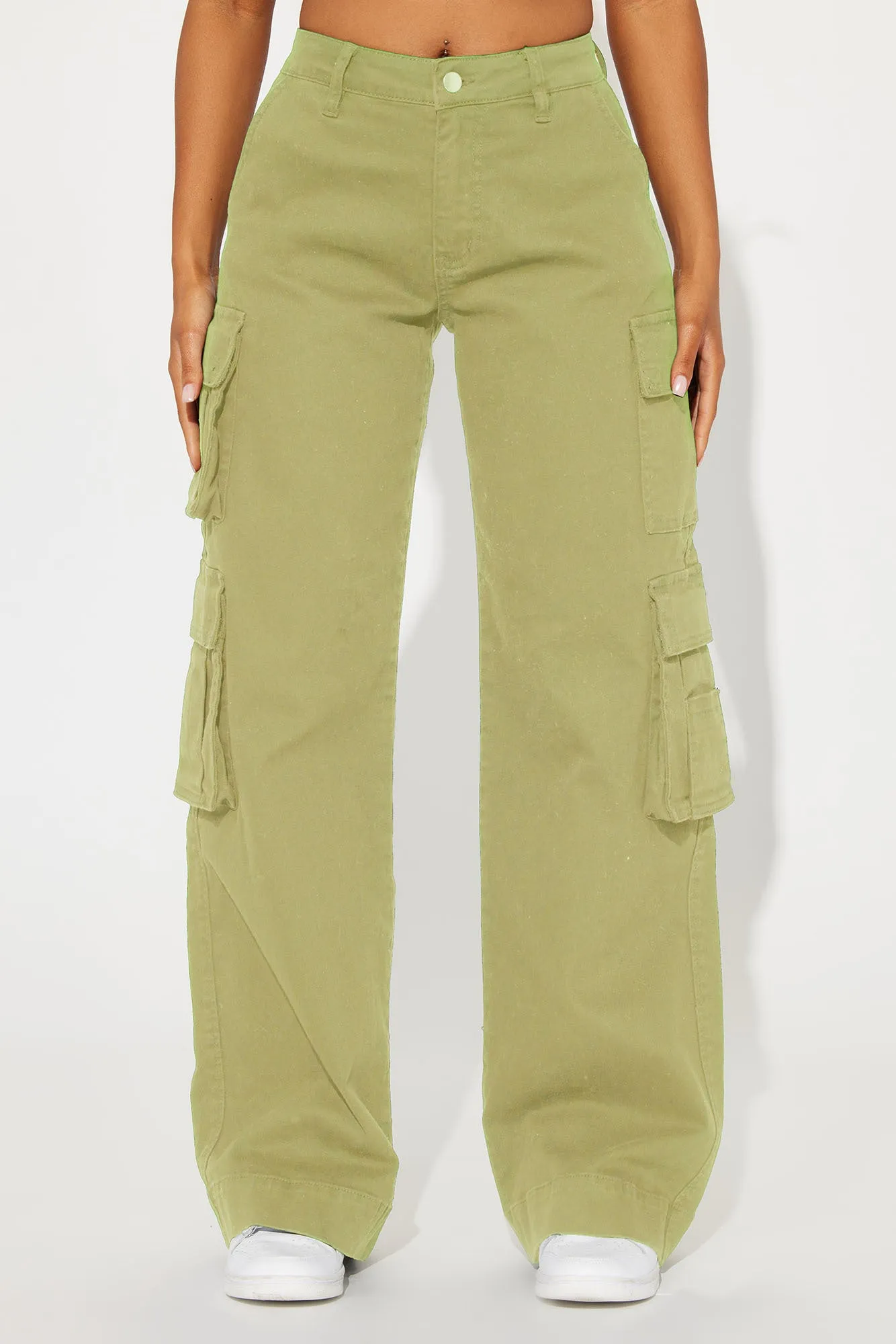 Baby Girl Wide Leg Cargo Pant - Sage