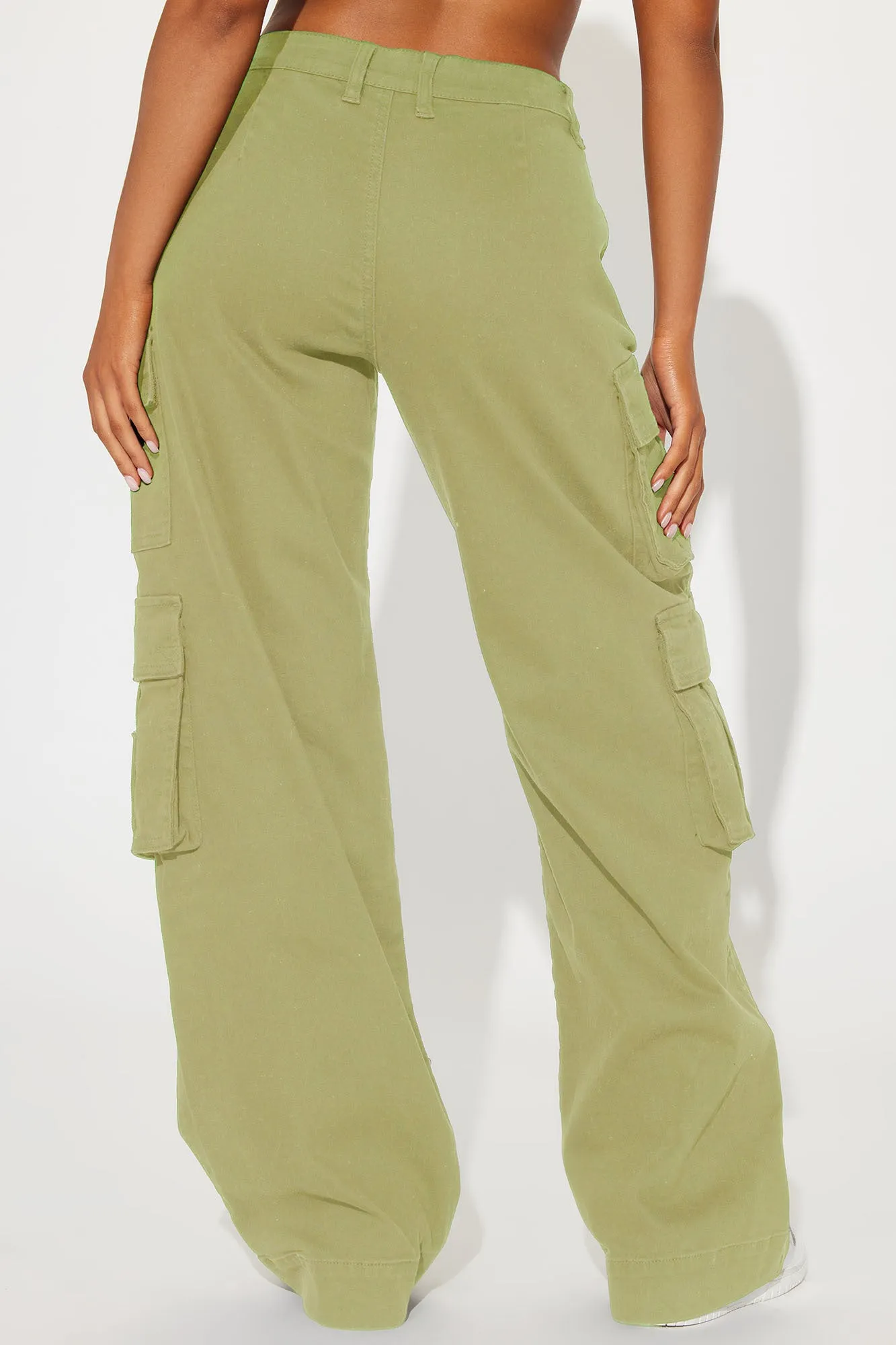 Baby Girl Wide Leg Cargo Pant - Sage