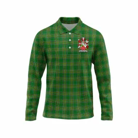 Barrington Irish Clan Tartan Long Sleeve Polo Shirt with Coat of Arms