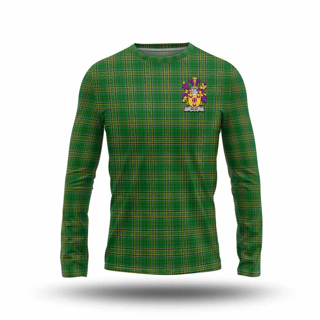 Begg Irish Clan Tartan Long Sleeve T-Shirt with Coat of Arms