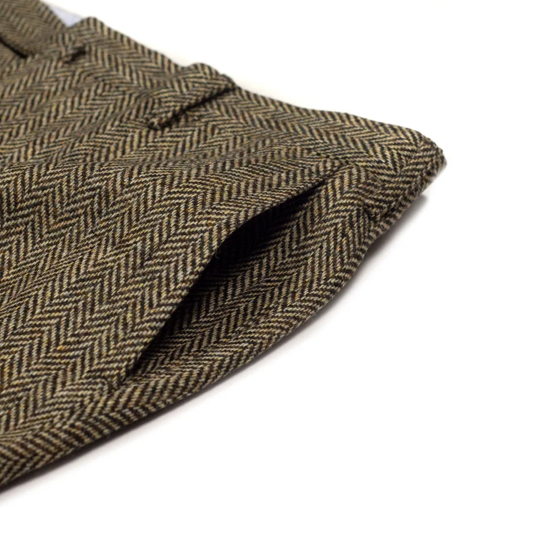 Beige herringbone tweed wool trousers