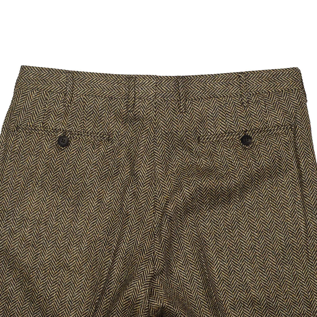 Beige herringbone tweed wool trousers