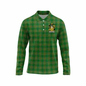 Bellew Irish Clan Tartan Long Sleeve Polo Shirt with Coat of Arms