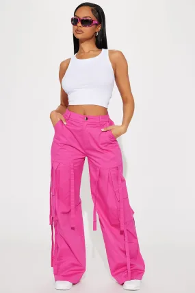 Billie Wide Leg Cargo Pant - Fuchsia