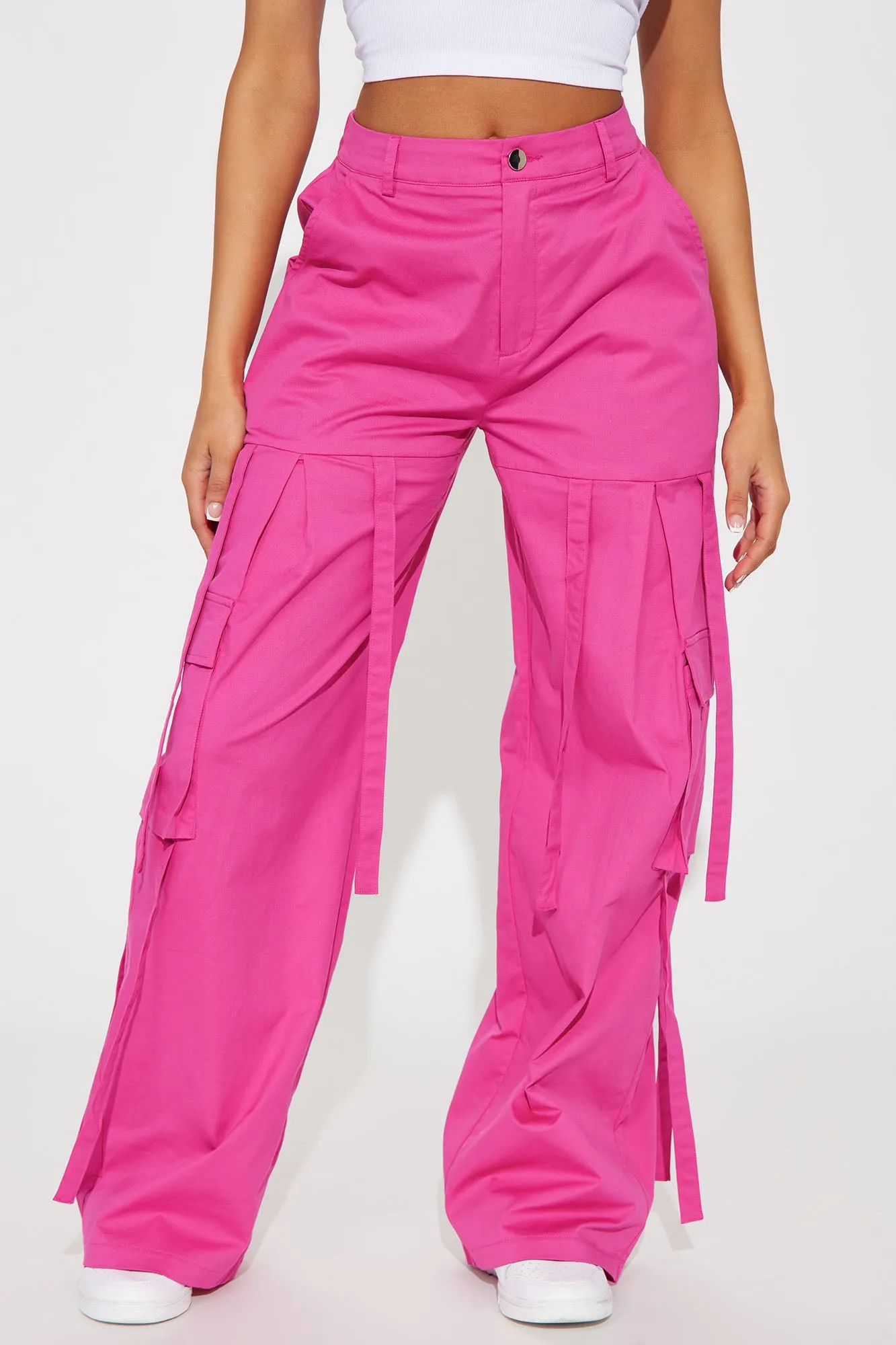 Billie Wide Leg Cargo Pant - Fuchsia