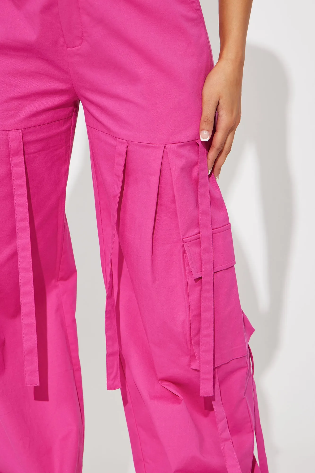 Billie Wide Leg Cargo Pant - Fuchsia