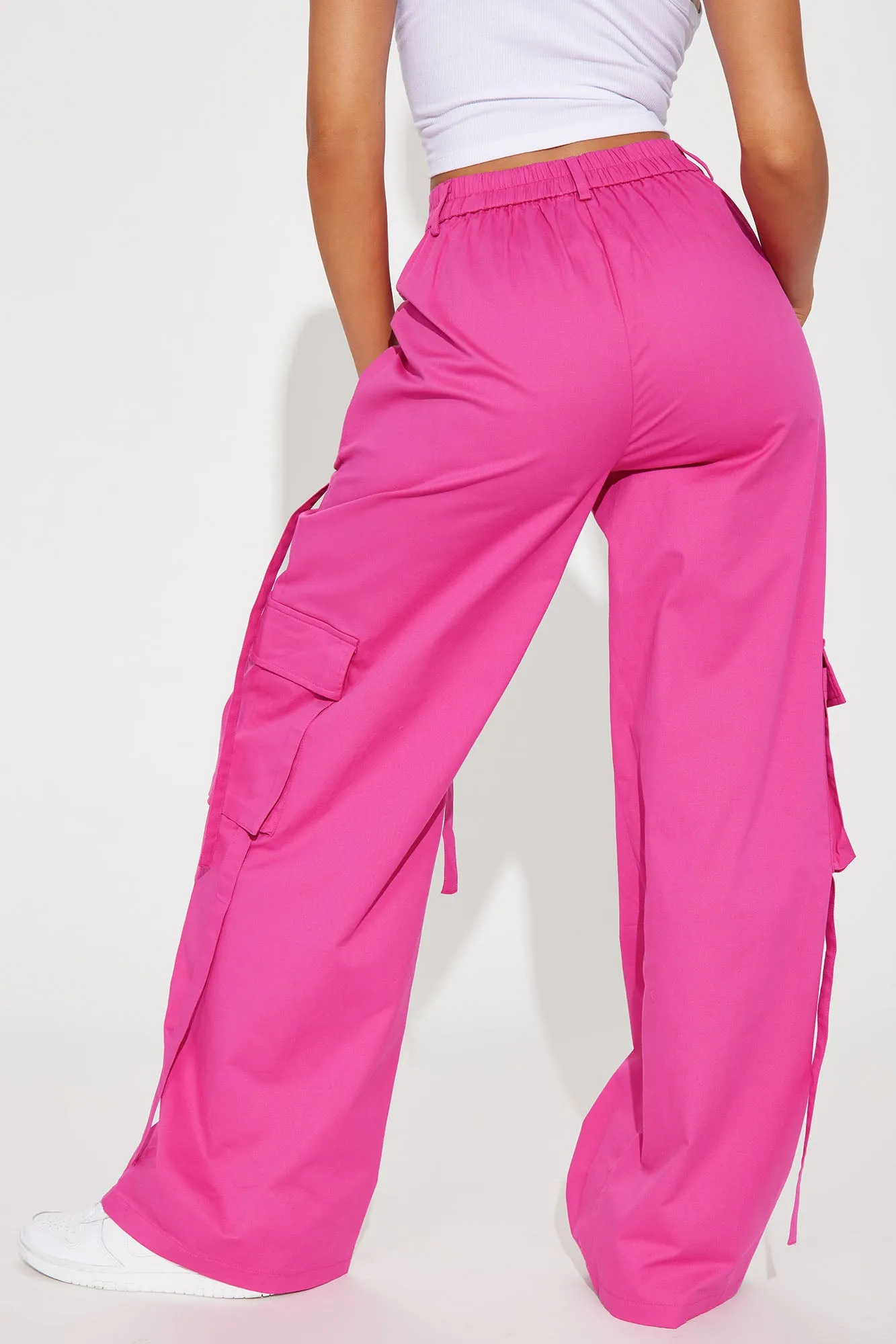 Billie Wide Leg Cargo Pant - Fuchsia