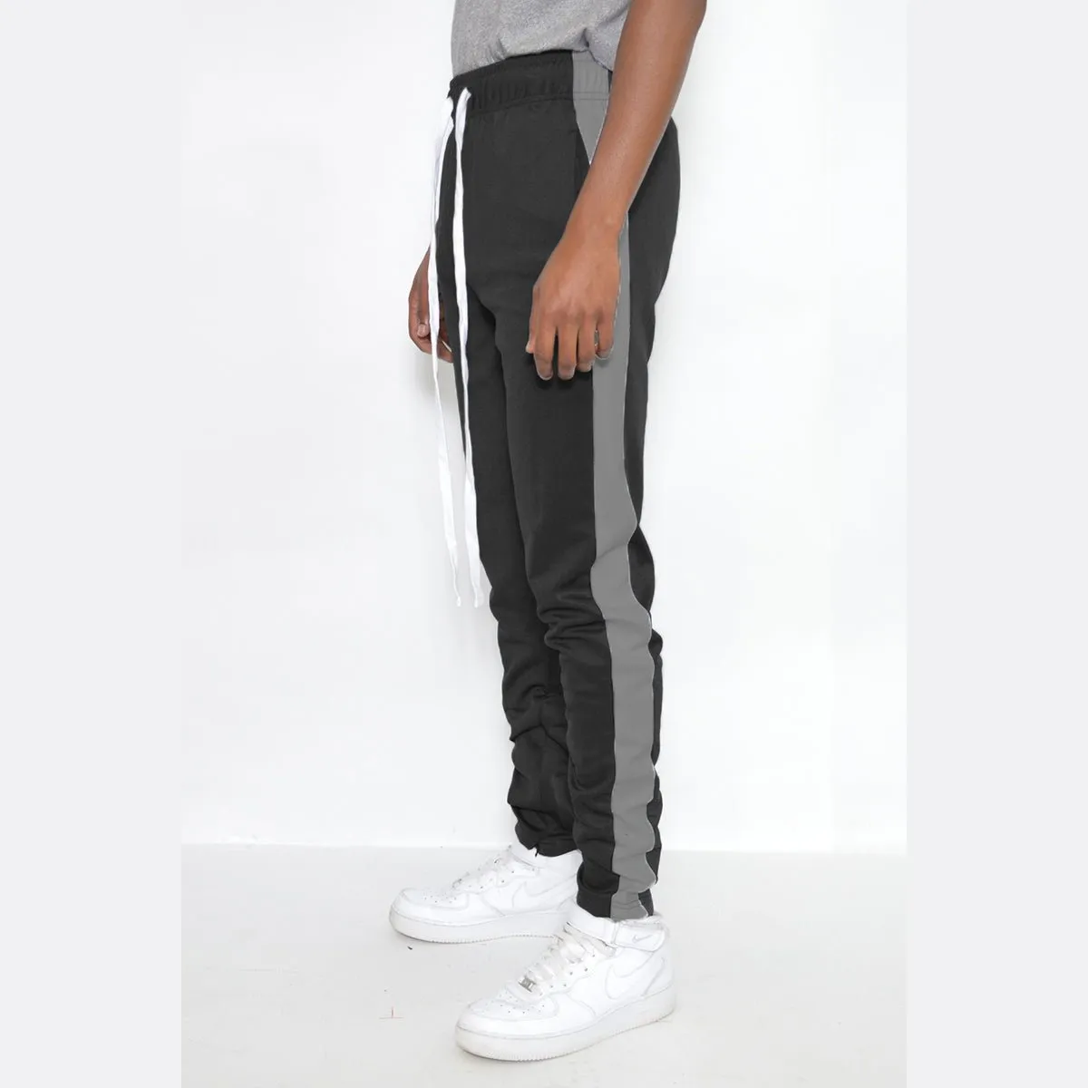 Black & Dark Grey Slim Fit Track Pants