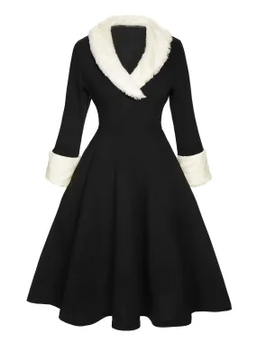 Black & White 1950s Christmas Lapel Dress