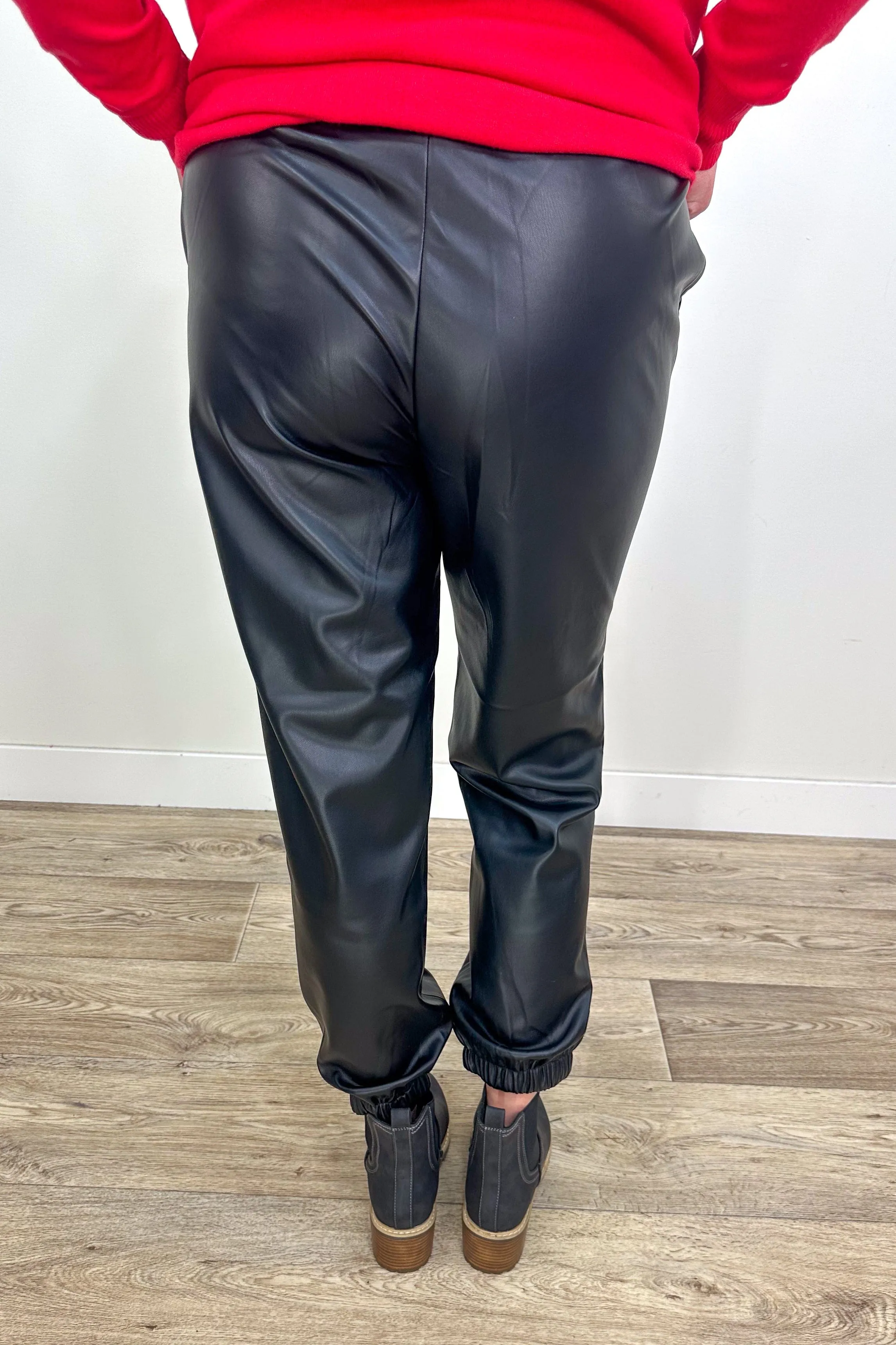 Black Classic Faux Leather Pants