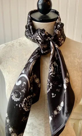 Black Floral Wild Rag Dress Scarf