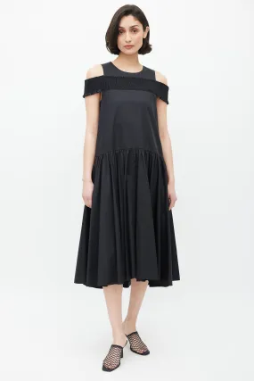 Black Smocked Gathered Dress