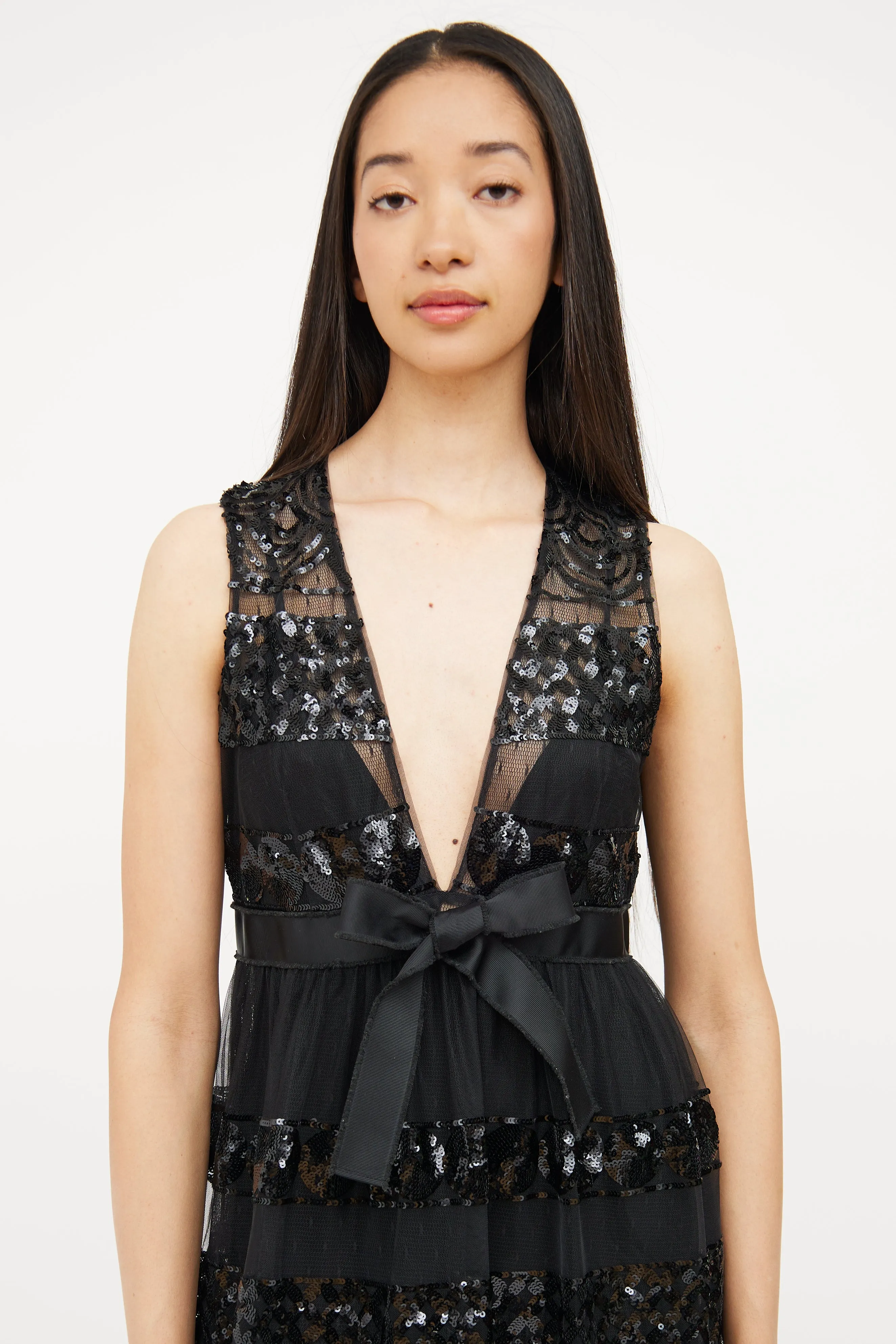 Black Tulle & Sequin Detail Dress