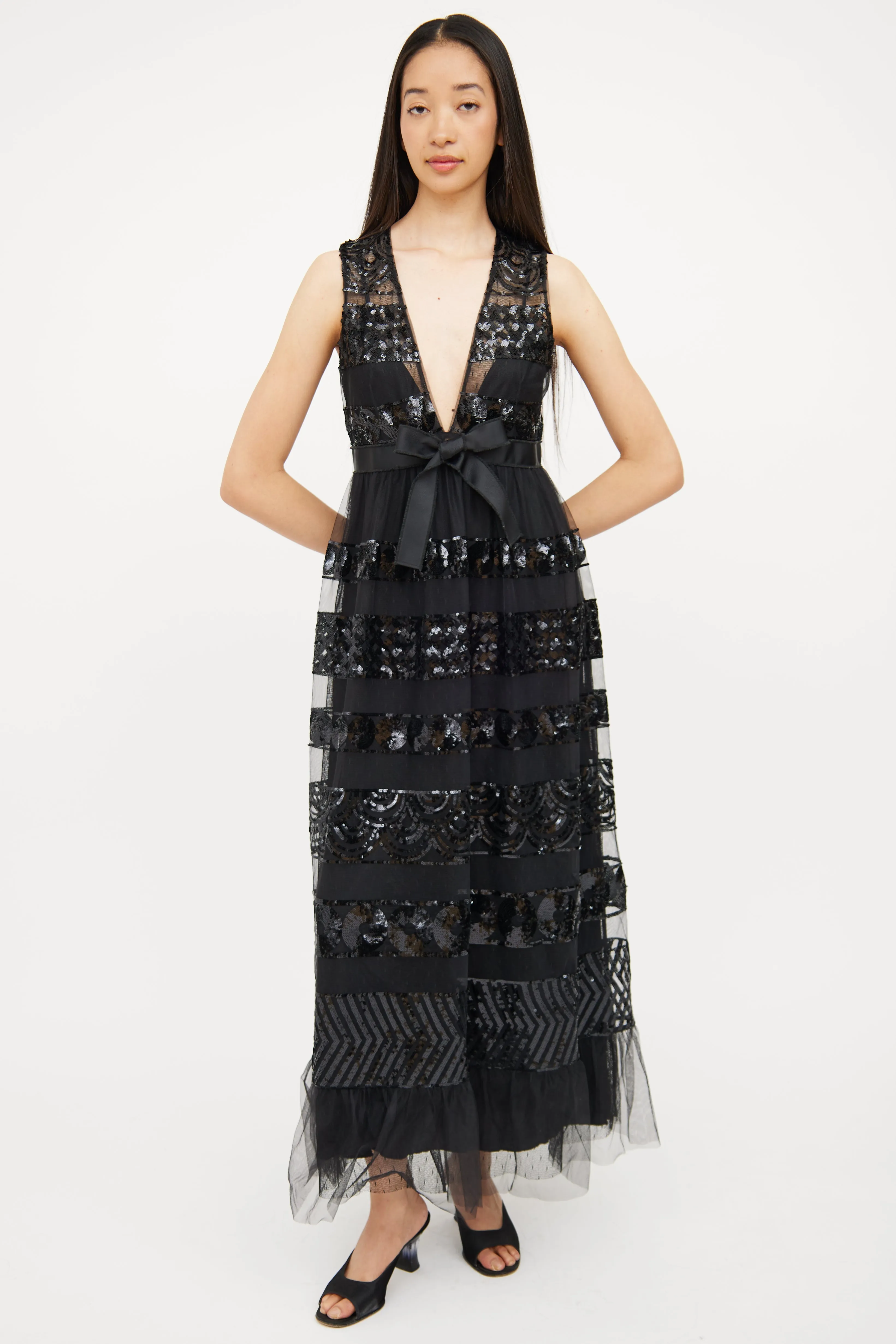 Black Tulle & Sequin Detail Dress