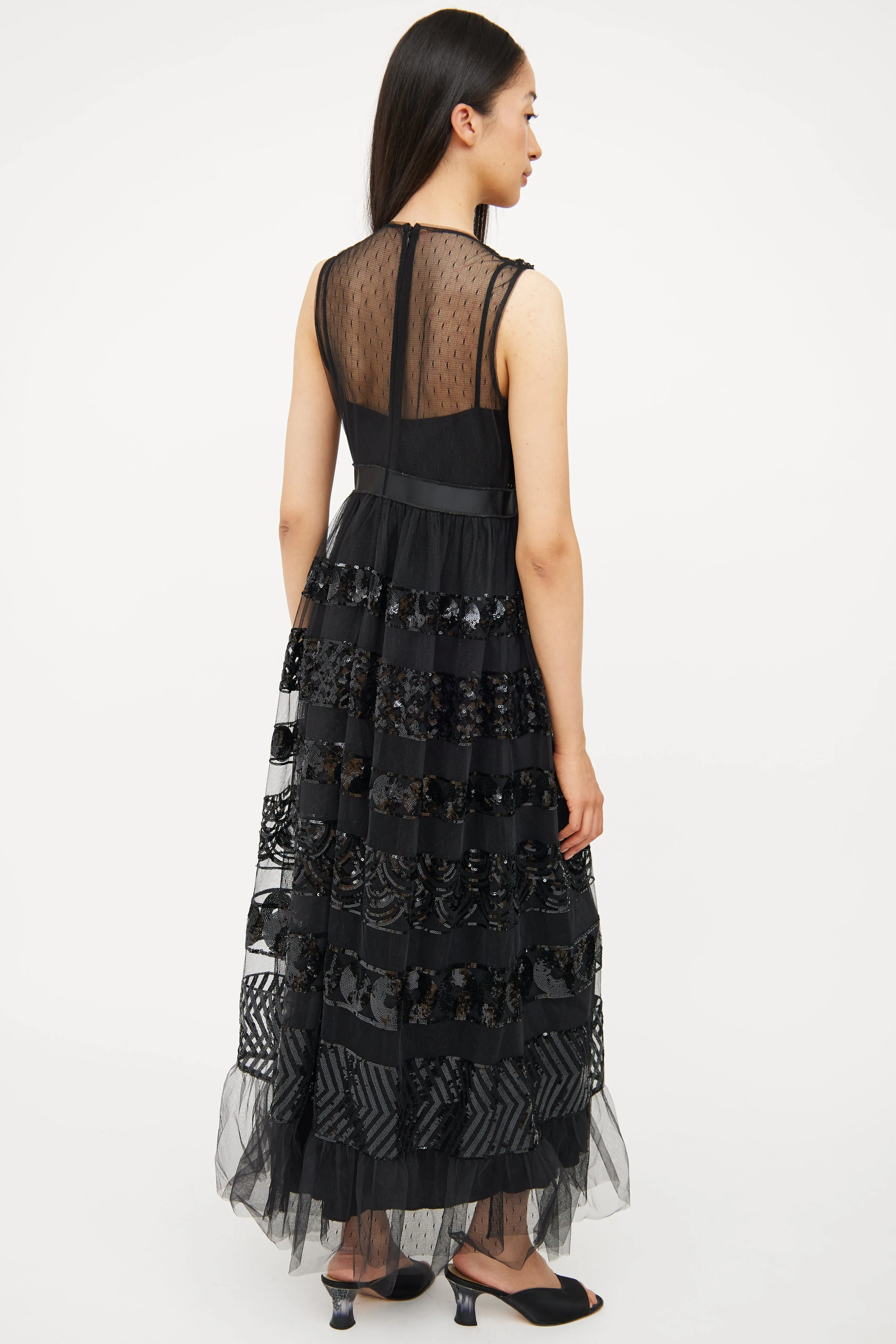 Black Tulle & Sequin Detail Dress