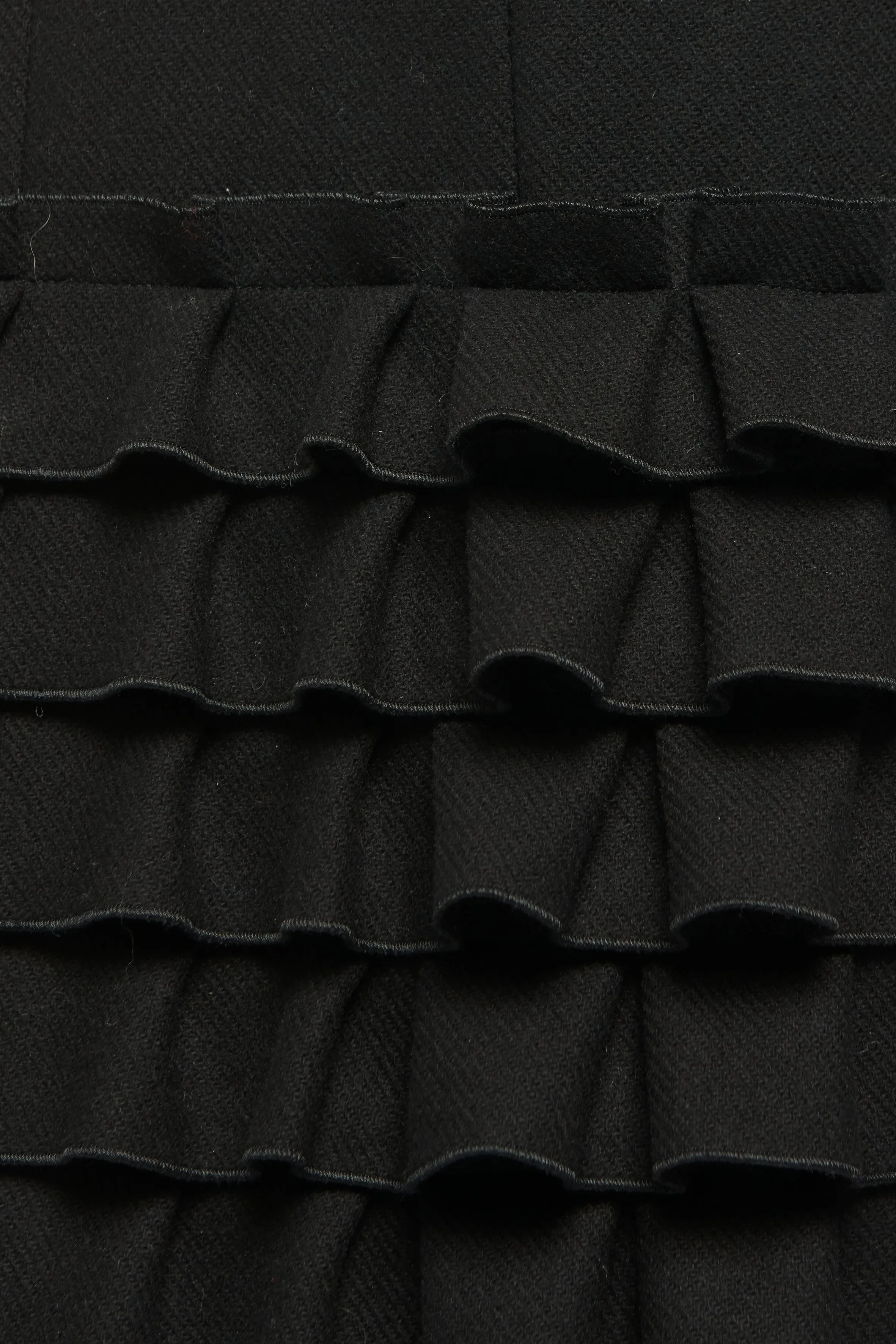 Black Wool Ruffle Preowned Dress Coat