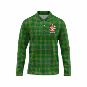 Blackney Irish Clan Tartan Long Sleeve Polo Shirt with Coat of Arms