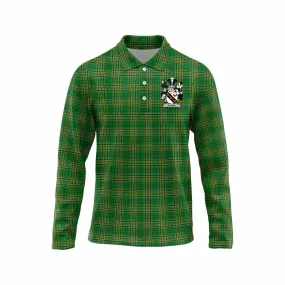 Bland Irish Clan Tartan Long Sleeve Polo Shirt with Coat of Arms